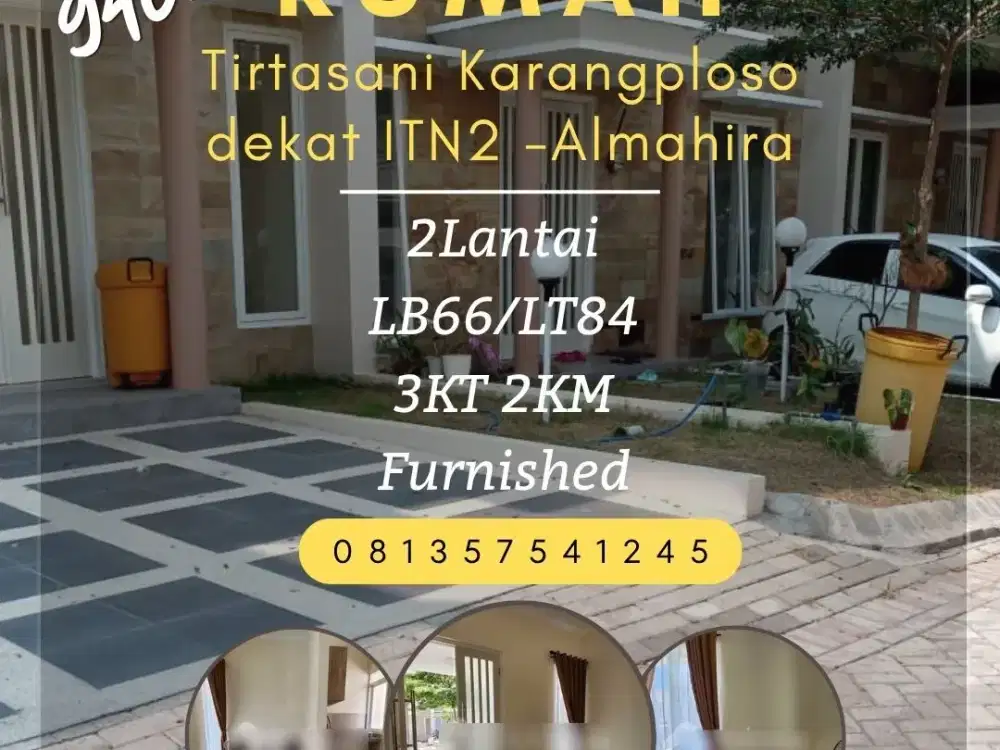Rumah dijual di tirtasani karanglo ITN2 Almaahira Tol 3KT Furnish 940jt