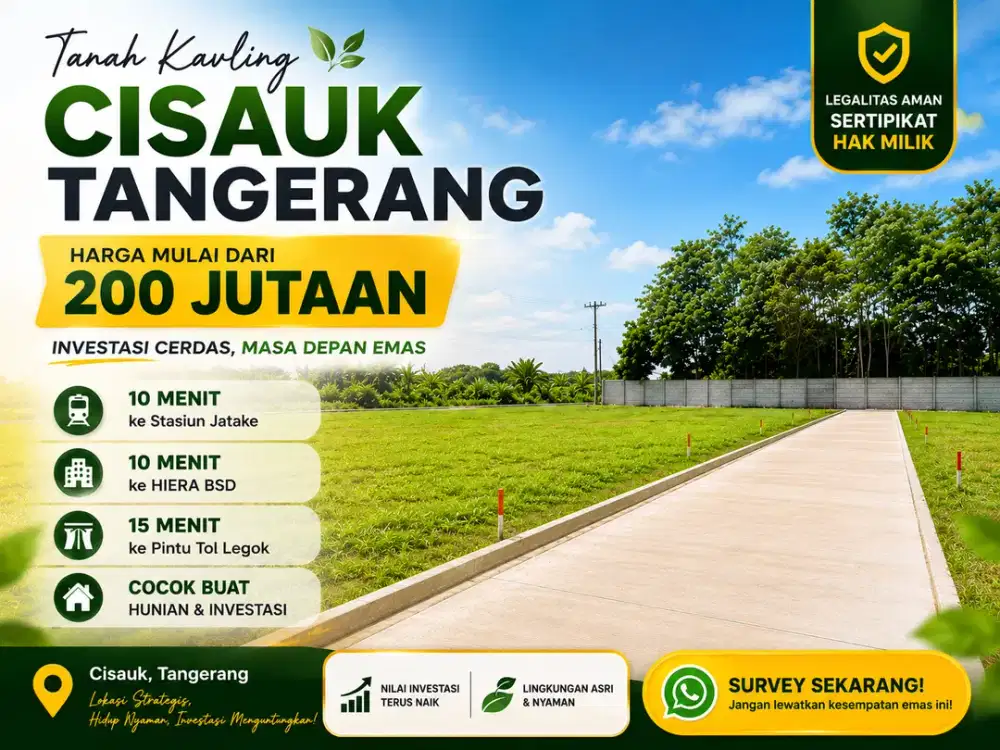 Tanah Kavling 200 Jt-an Dekat HIERA BSD, SHM Terjamin