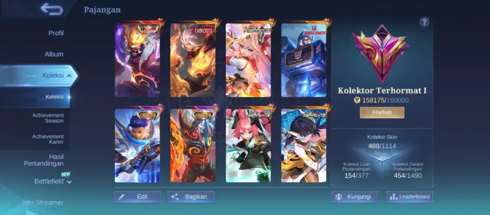 Akun mobile legend terhormat 1