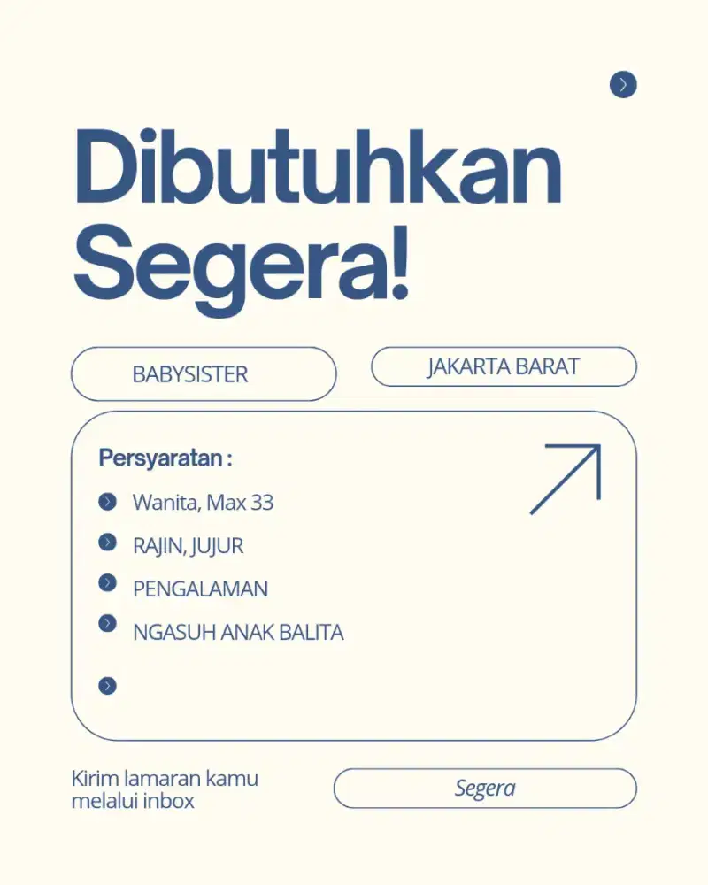 Dibutuhkan Babysister Anak Balita