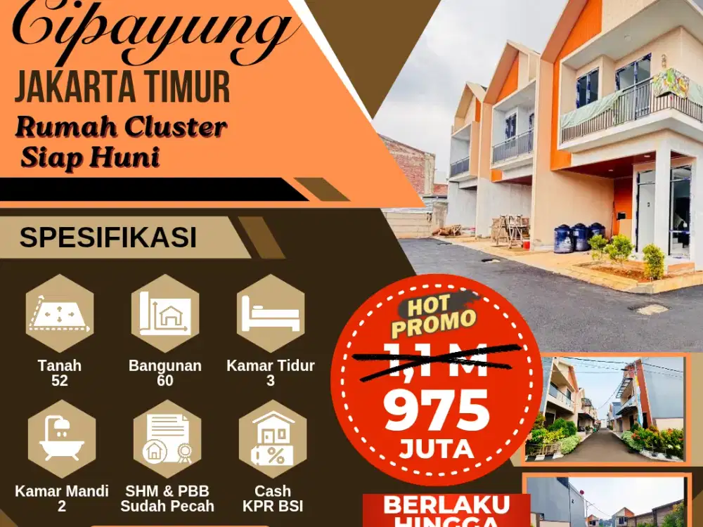 Dijual Rumah Cluster 2 Lantai Cipayung Jakarta Timur