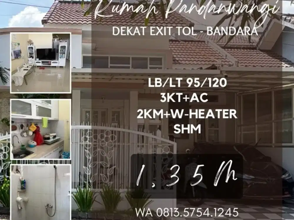 Rumah dijual di pandanwangi sulfat purwantoro Lt120 3KT+AC 1,35M