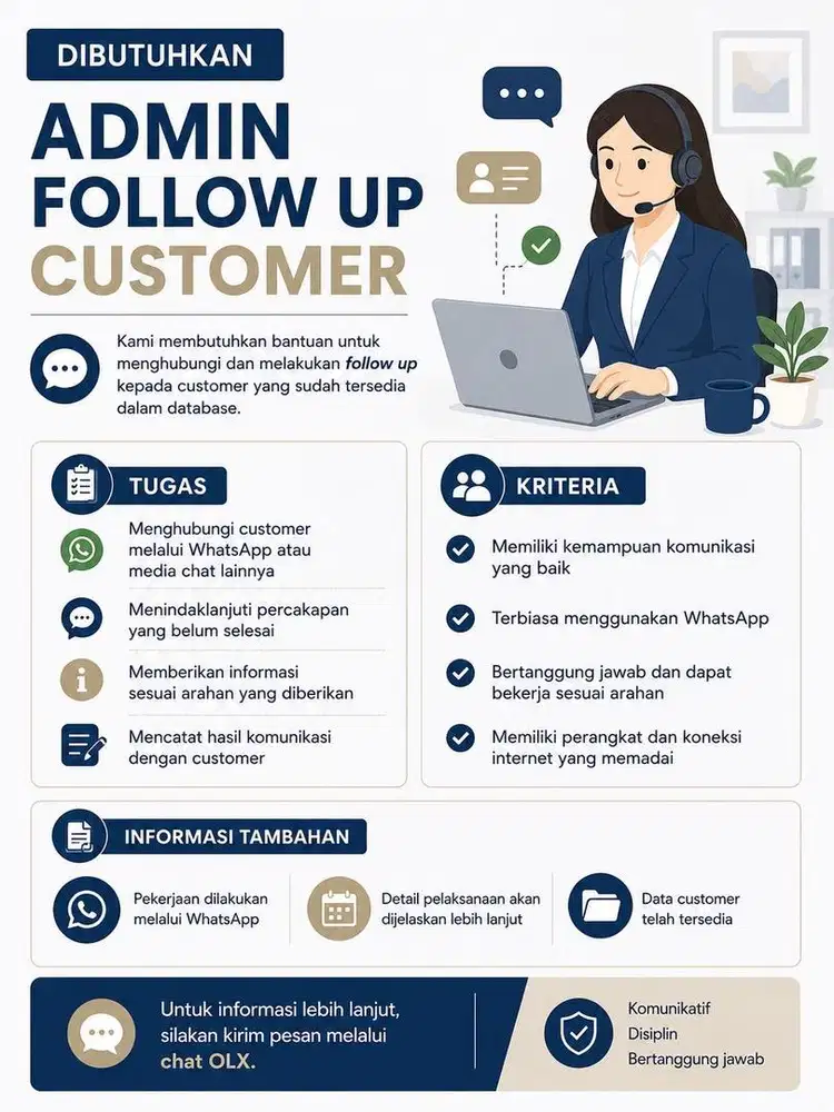 Mencari Admin Follow up Customer
