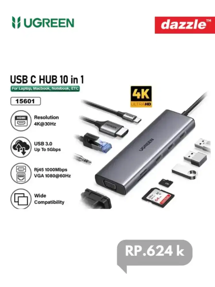 USB HUB ugreen type C 10 in 1
