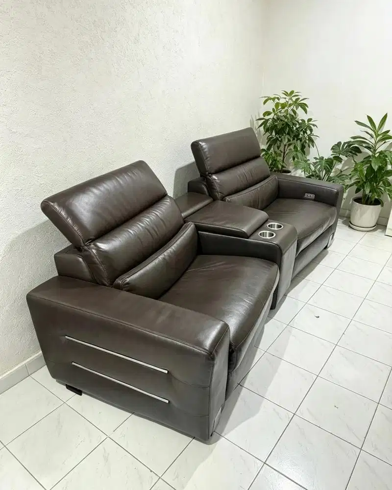 Sofa Recliner Electrik Full Italian Leather Genuine ( Kulit Asli )