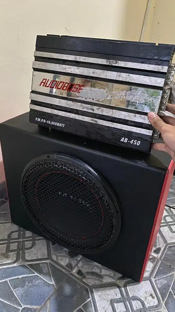 Paket Audio Mobil Power Audiobose AB-450 + Subwoofer EMBOSS 10 inch