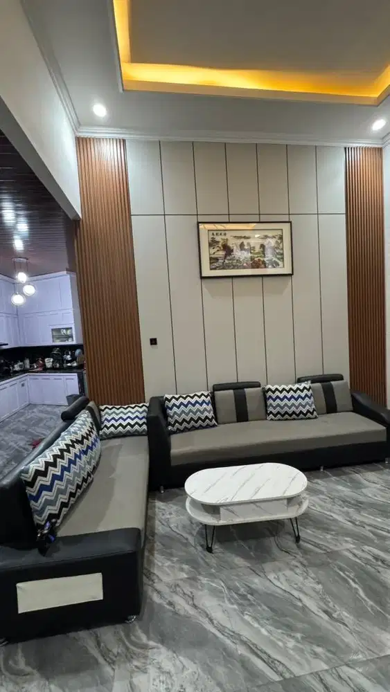 Sofa L + meja bekas seperti baru