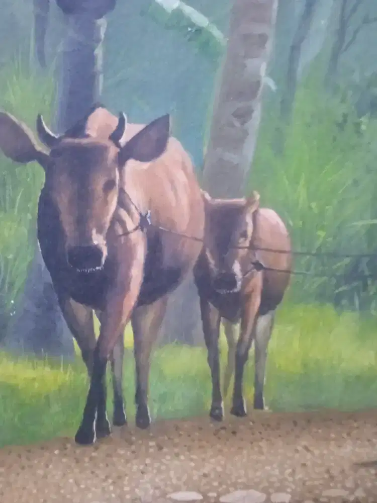 Lukisan Bali   pengembala sapi