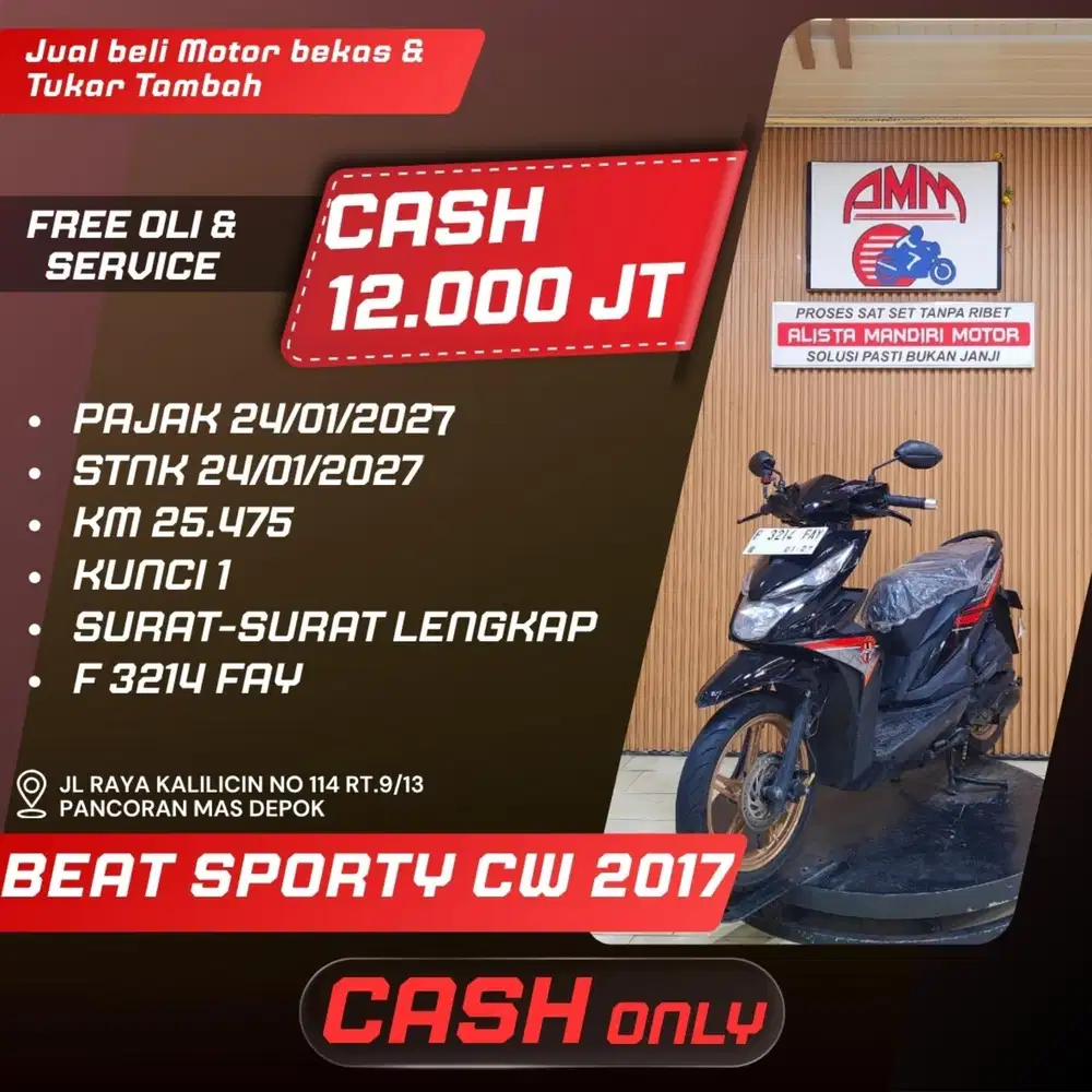 BEAT SPORTY CW 2017 CASH ONLY SPAYLATER KREDIVO INDODANA CC 0% ALISTA