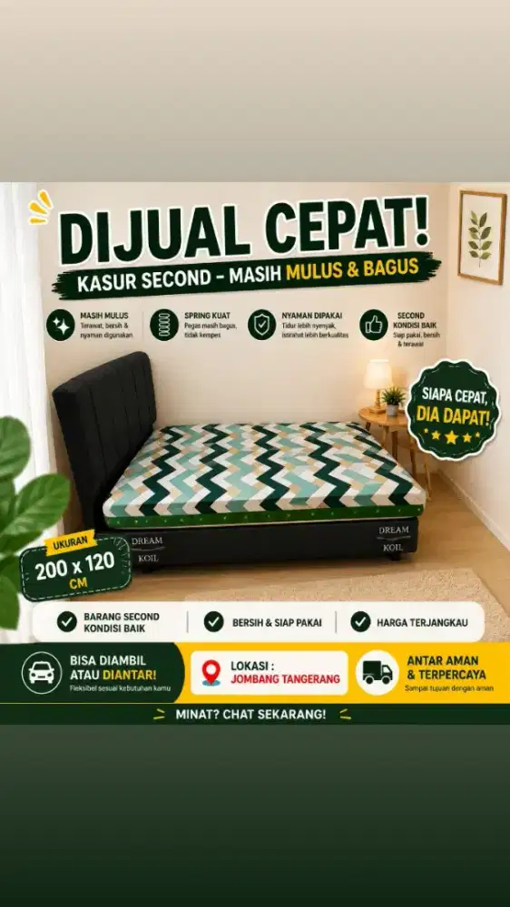Kasur Dream Koil Double size 200 cm x 120 cm (Second masih mulus)