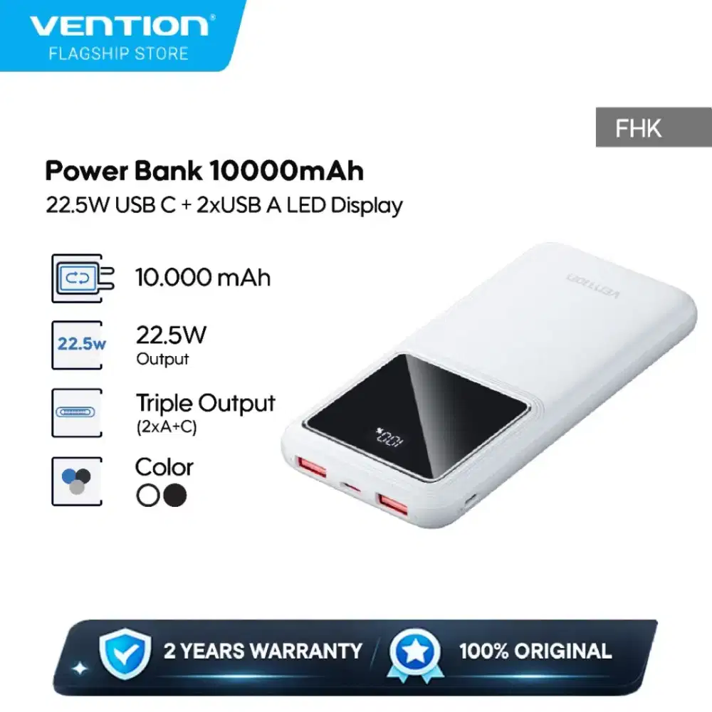 powerbank vention fhk 10.000mah WHITE