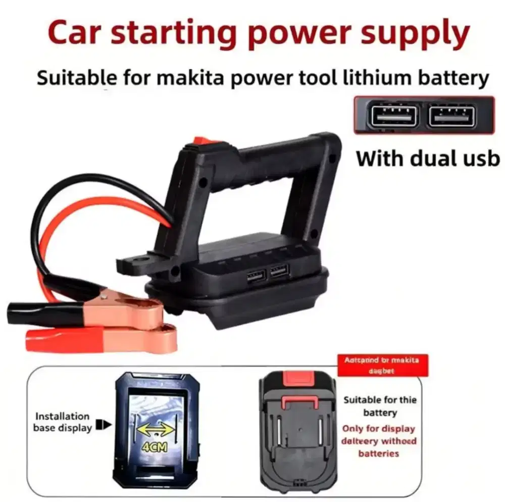 LXT Soket 21V Lithium Bor Jumper Aki Mobil Motor 2 Usb Accu Multi