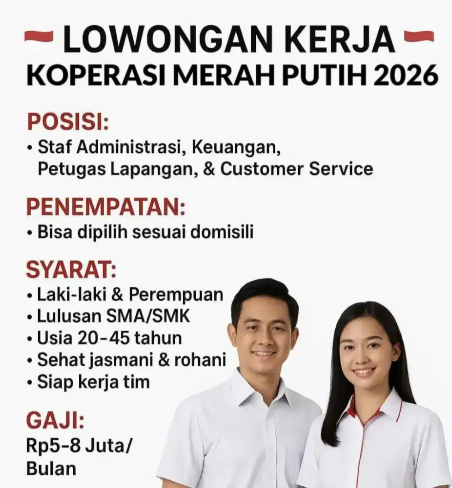 LOWONGAN PEKERJAAN KOPERASI MERAH PUTIH