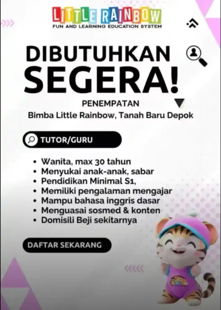 LOWONGAN TUTOR BIMBA
