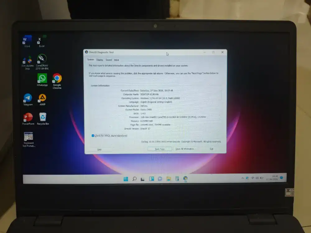 Laptop Dell Vostro 3400 Intel Core i3 Gen 11