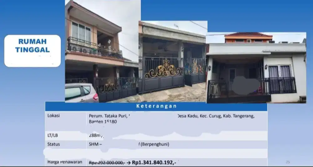 Dijual 3 Rumah 2 Lantai Tataka Puri Curug