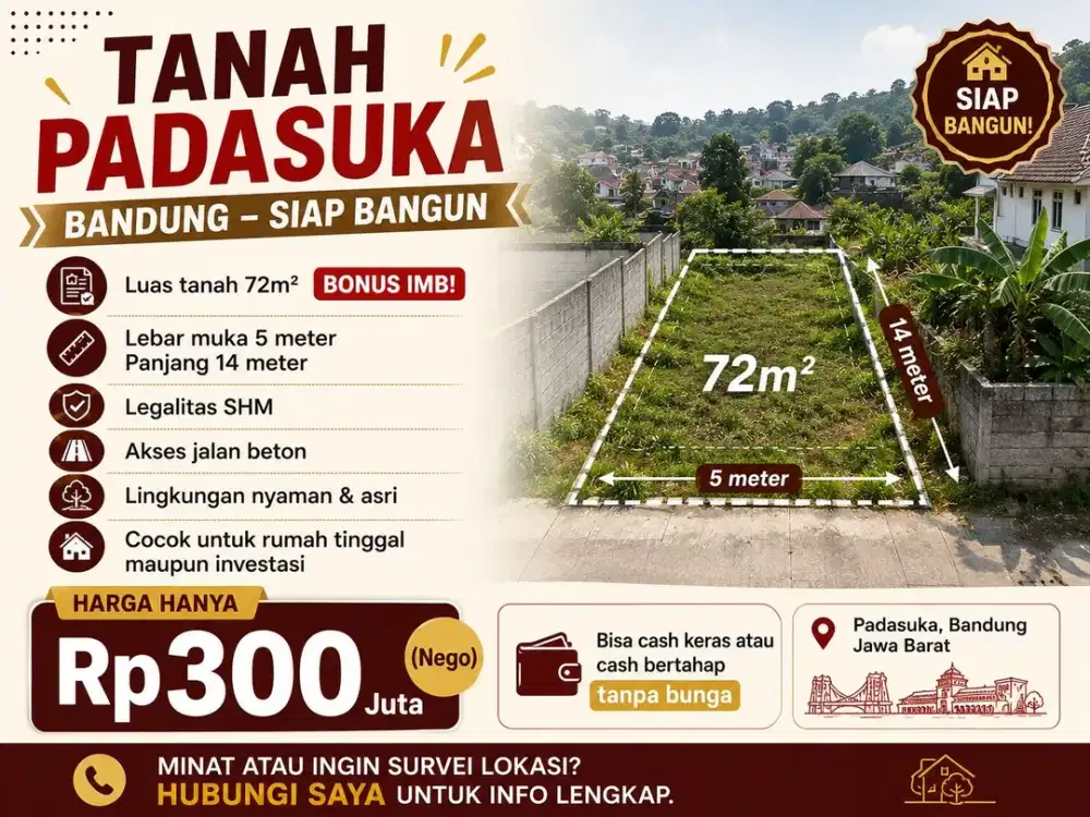 Tanah Padasuka Bandung Legalitas SHM Bonus IMB