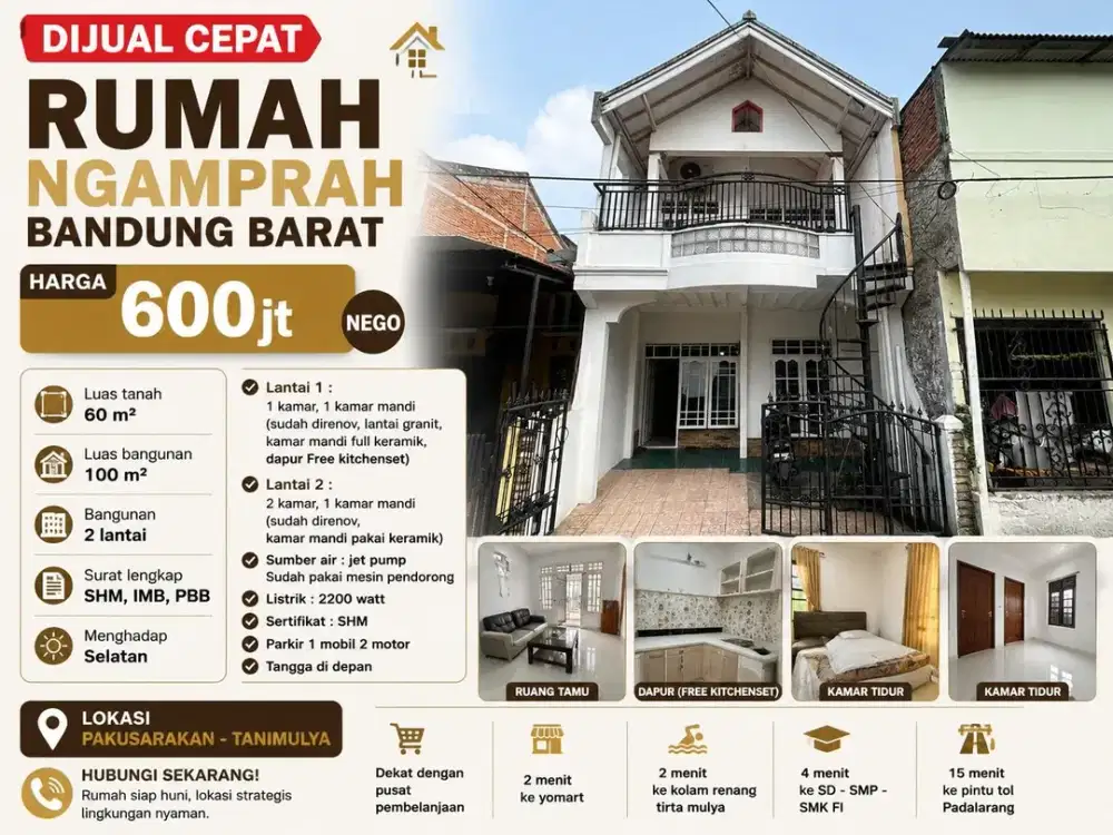 DIJUAL CEPAT Harga 600jt NEGO Rumah Antapani Lokasi Strategis