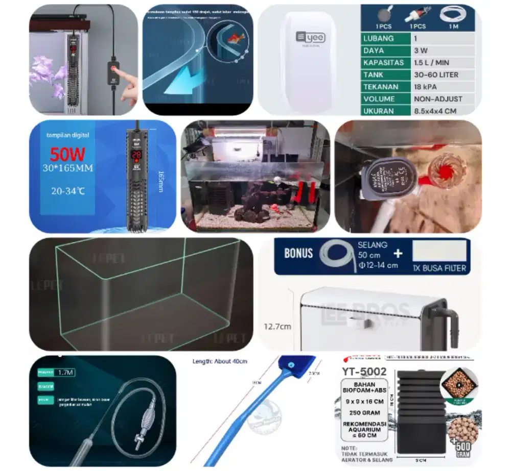 Take all aquarium 50x27x30 & semua filter geser foto ny