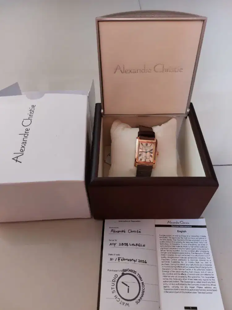 New | Alexander Christie 
Rose Gold x Brown Leather Strap