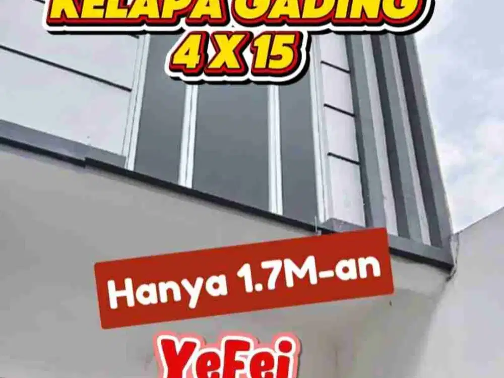 jual cepat rumah kelapa gading 2 lantai 4 x 15 hnya 1.7 m nego in aj