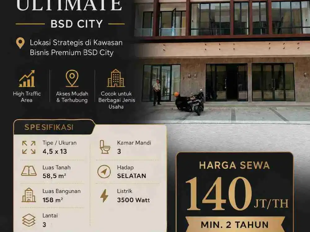 DISEWAKAN RUKO BRAND NEW DI NORTHRIDGE ULTIMATE BSD CITY 3 LANTAI!