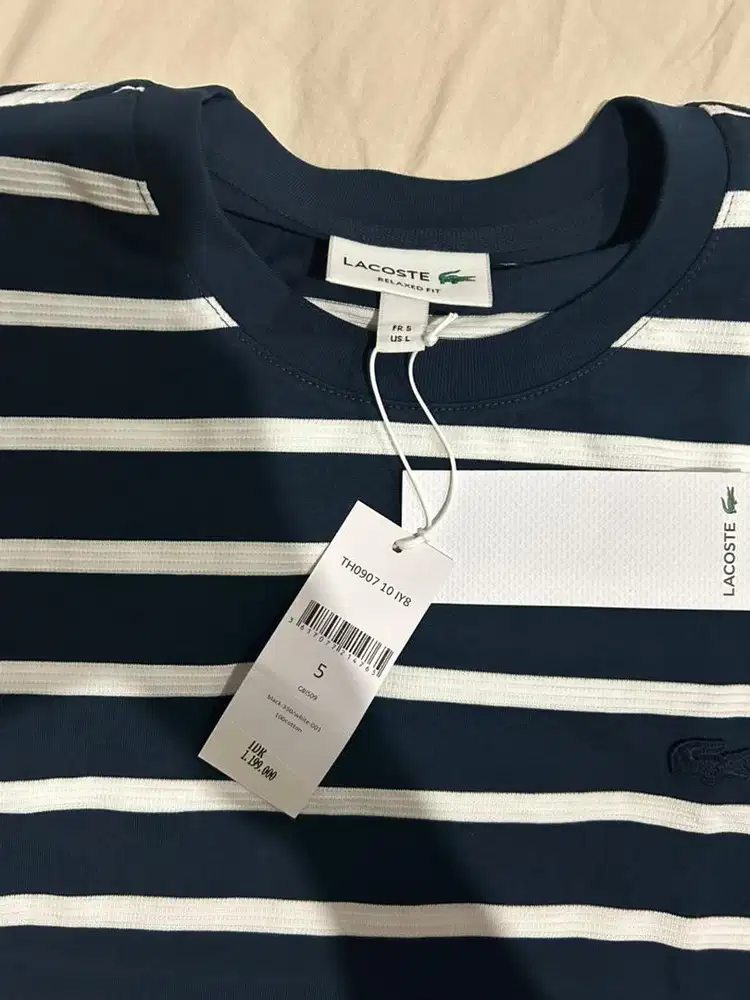 Lacoste Relaxed Fit Stripe T-Shirt / Kaos Stripe