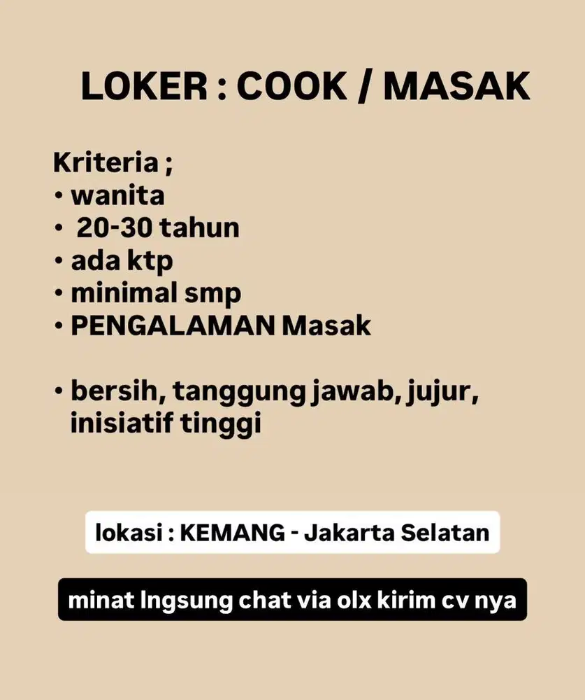 LOKER COOK MASAK