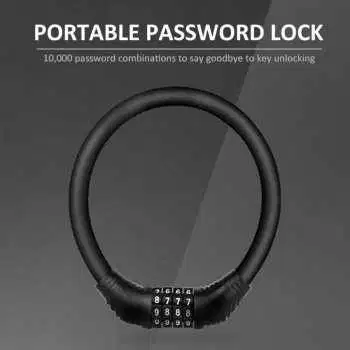 Kunci Gembok Sepeda Kabel Baja PVC Zinc Alloy Kode Angka 4 Digit