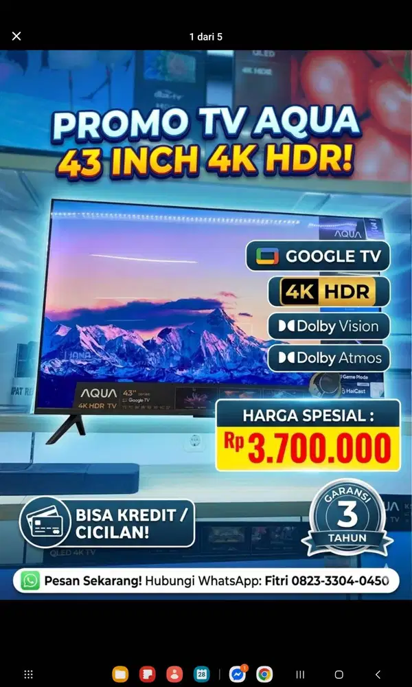 Tv 43 uhd googl3 tv baru