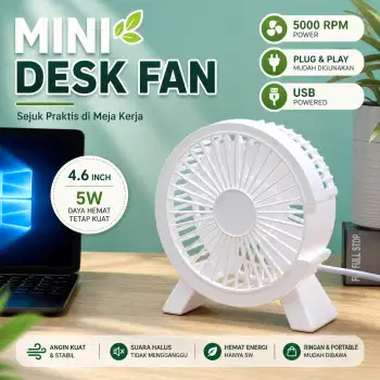 Kipas Angin Meja 5000 RPM Desk Fan USB 4.6 Inch 5W