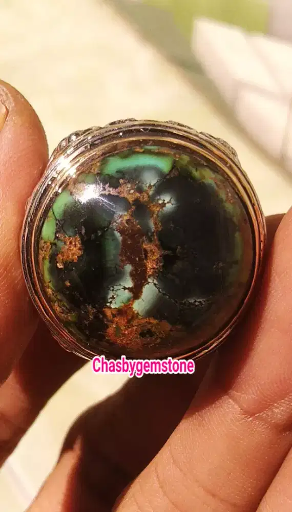 Natural Pirus Persia hitam serat kura-Pirus Persia Dark green motif