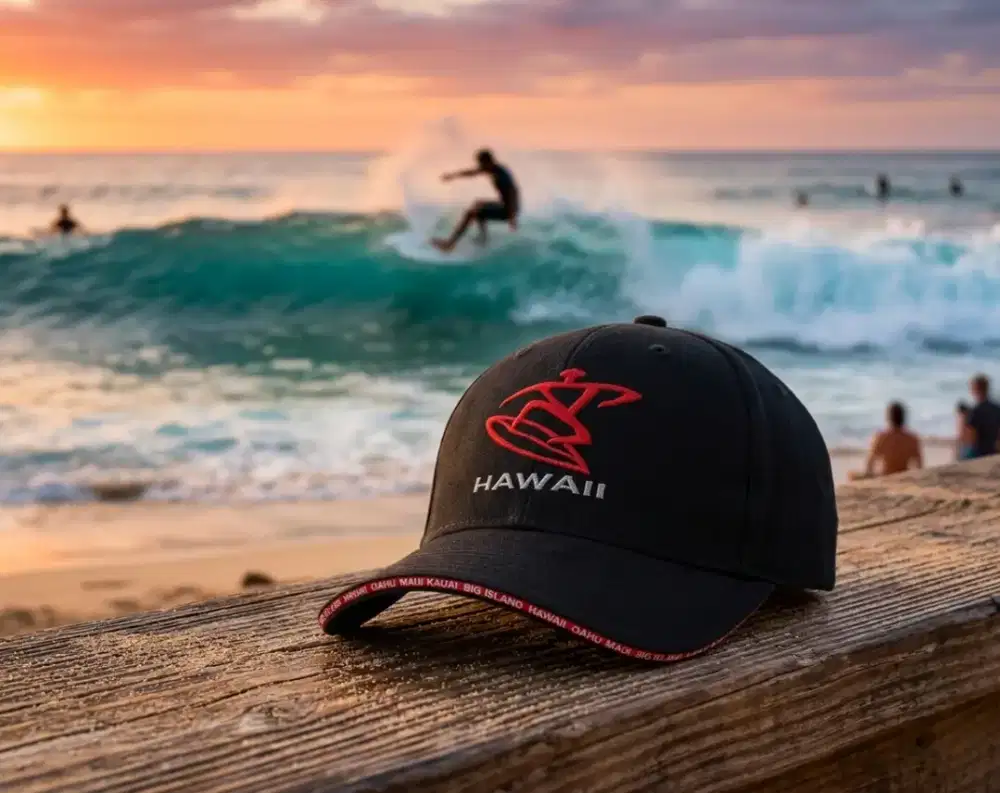 Topi Logo Surfing Hawaiian Headwear Original Second Warna Hitam