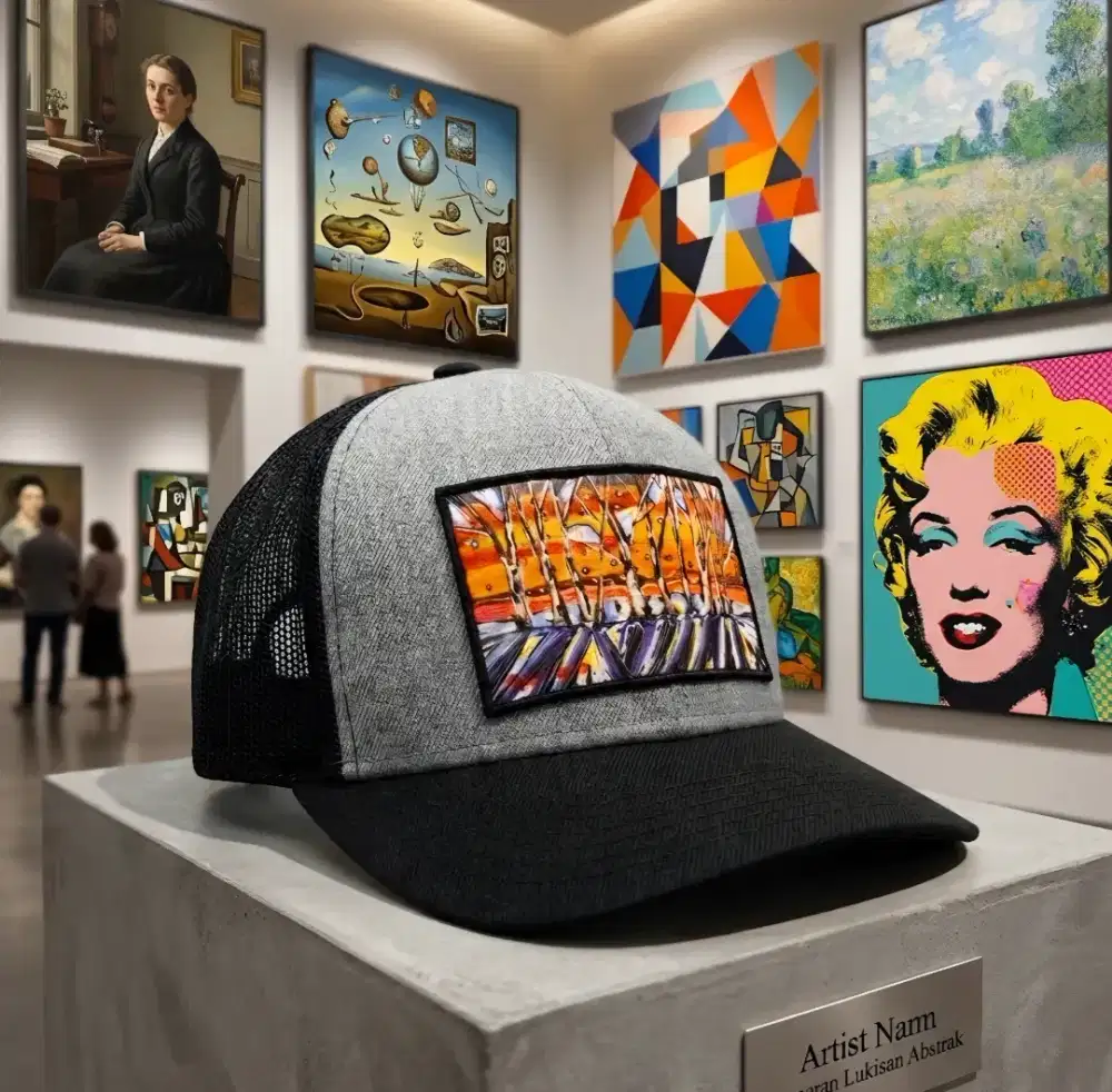 Topi Trucker Logo Lukisan Abstrak Art 4 All & Abby Faffrath Ori Second