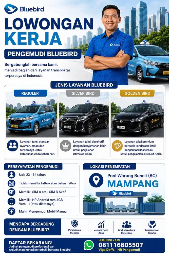 Lowongan Kerja Pengemudi Bluebird Reguler