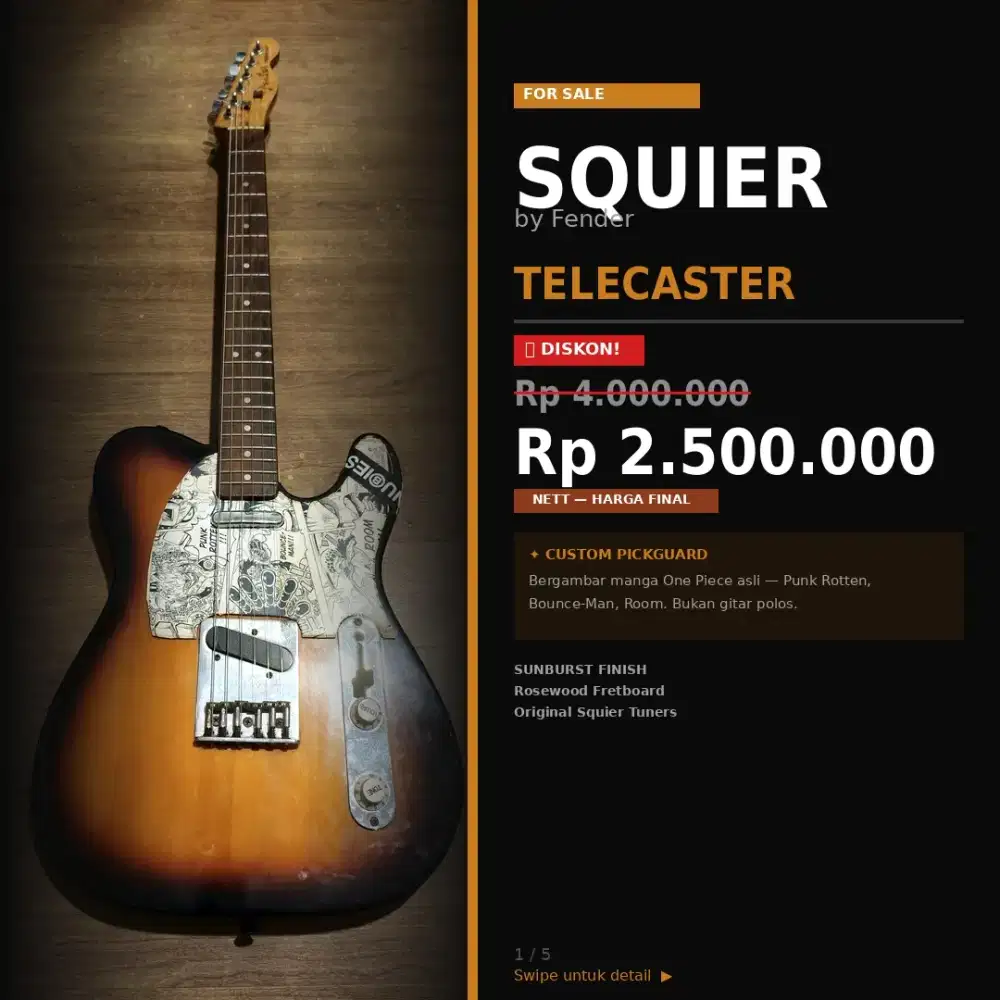 JUAL BU CEPAT MURAH GITAR SQUIRE FENDER TELECASTER TAHUN 2009