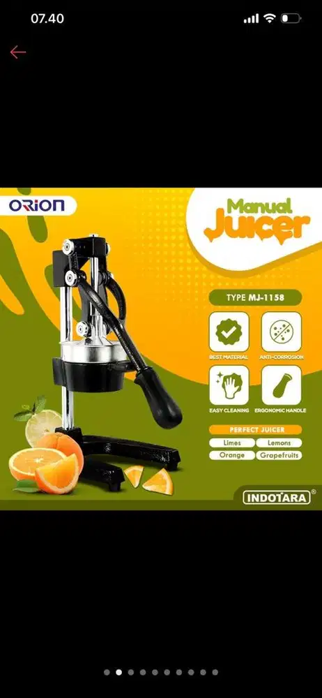 Alat jeruk peras harga beli di awal 390k harga jual sekarang 300k