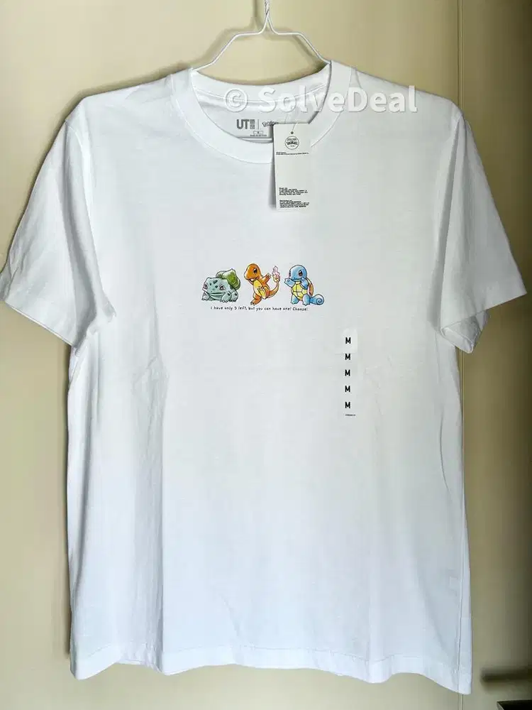 Kaos Uniqlo Pokemon UT Bulbasaur Charmander Squirtle White Original