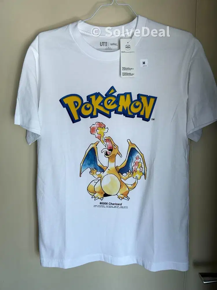Kaos Uniqlo Pokemon UT Charizard White Original