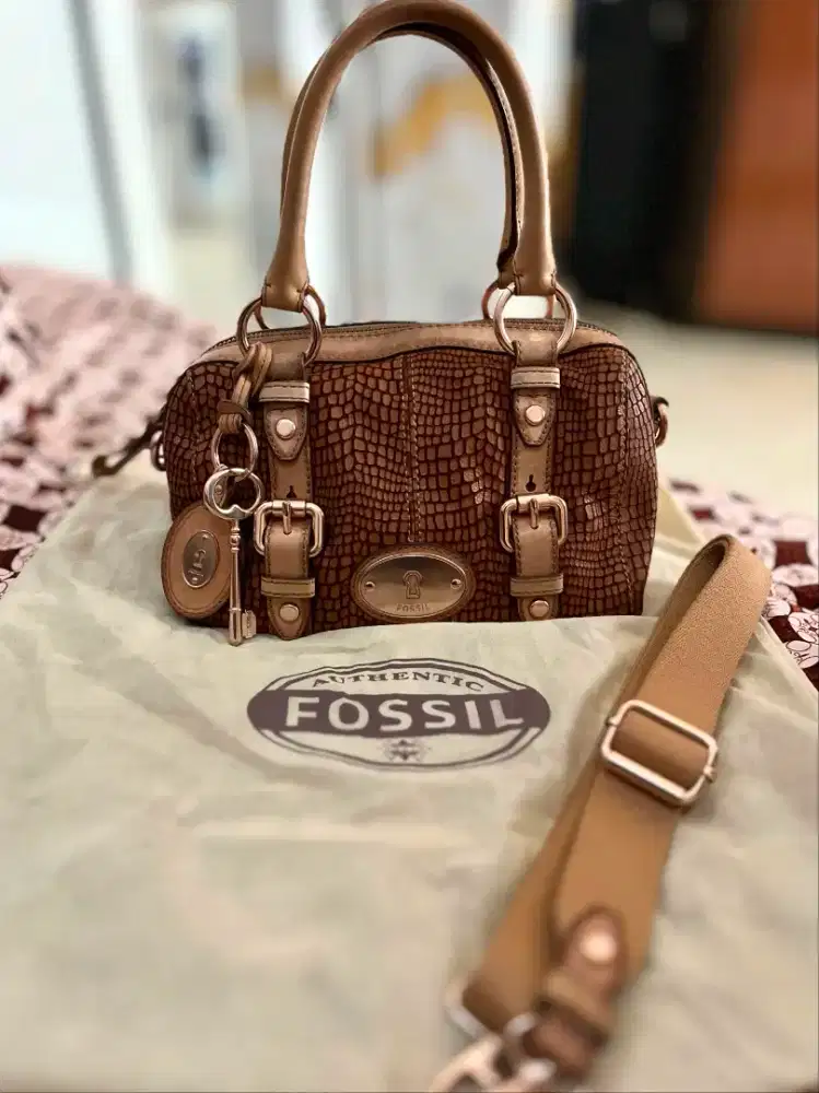 Tas Preloved Fossil Speedy Maddox Snake Skin Small