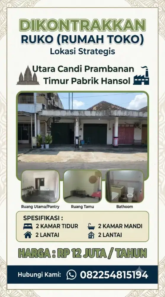 Dikontrakkan disewakan Ruko prambanan