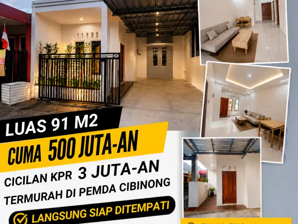 Rumah Luas 91 M2 Rapih Siap Huni Cuma 550 Juta saja 1 Menit ke GOR Pakansari Cicil 3 JUTA-an