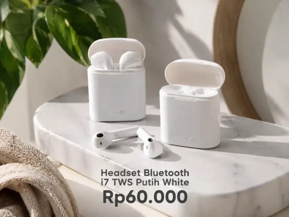 Headset Bluetooth i7 TWS Putih White
