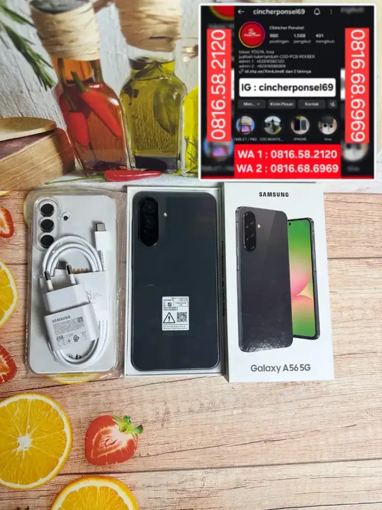 Jual hp LIKENEW SAMSUNG A56 5g 8/256 istimewa grns aktif free adaptor