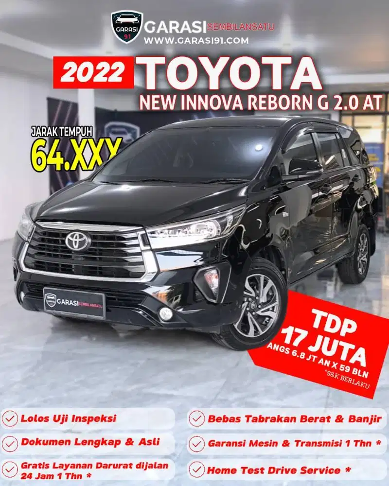 ‼️TDP 17 JT Toyota New Innova Reborn G AT 2022 istimewa