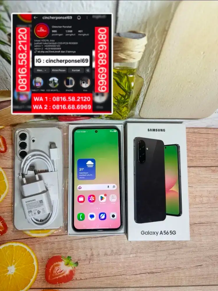 Hp LIKENEW SAMSUNG A56 5g 12/256 istimewa grns aktif free adaptor
