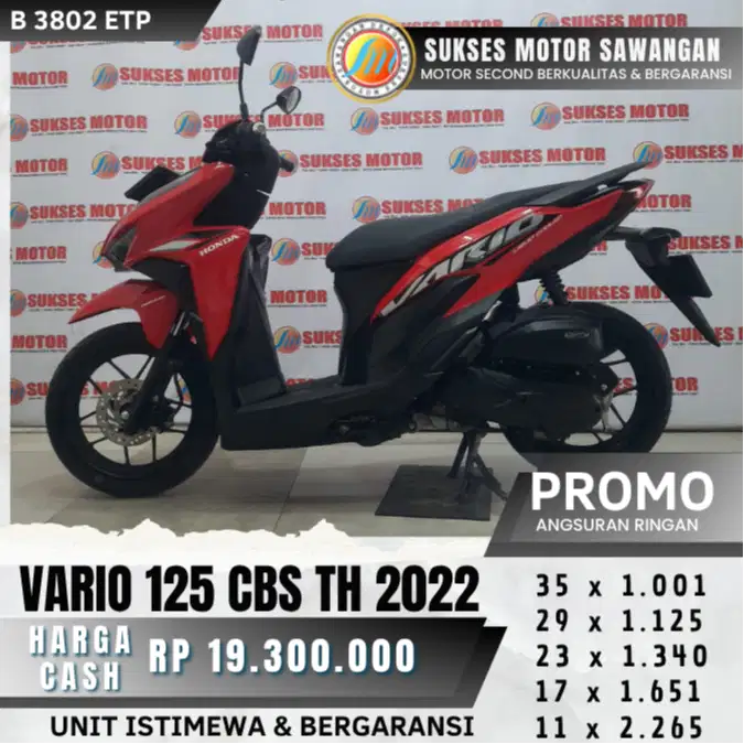 MULUS HONDA VARIO 125 CBS TH 2022 MERAH BISA CASH KREDIT BERGARANSI