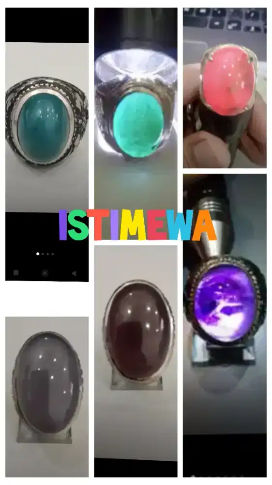 6pcs Cincin Koleksi Istimewa, Bacan, Red Borneo, Amethyst, Baturaja