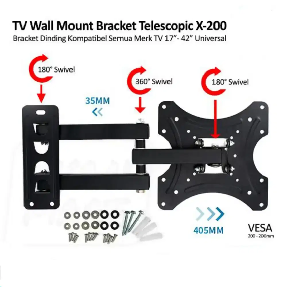 braket tv swivell 19-32in + Pasang