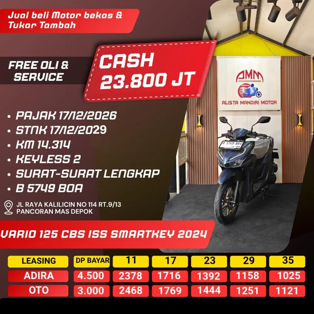 VARIO 125 CBS ISS SMARTKEY 2024 PAJAK HIDUP REMOT 2 ALISTA